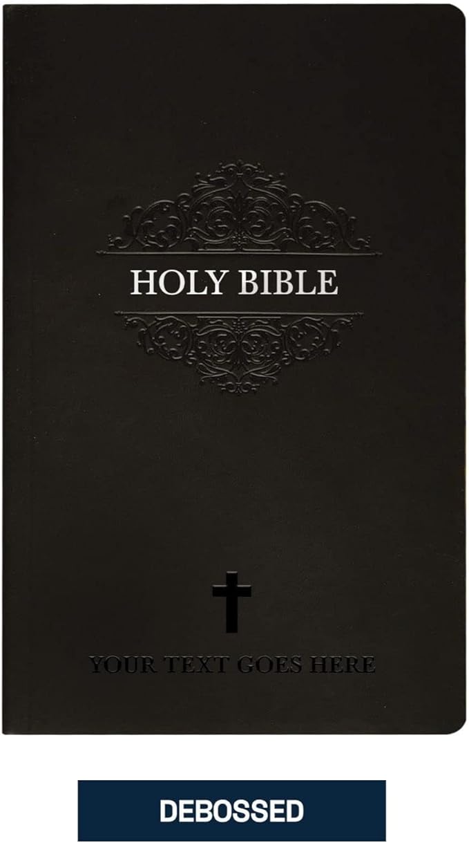 Personalized Soft Touch NIV Thinline Holy Bible with Custom Name on Lower Right Corner of Faux Leather Cover | Small Print | Custom Gift for Christian & Religious Celebrations | Black