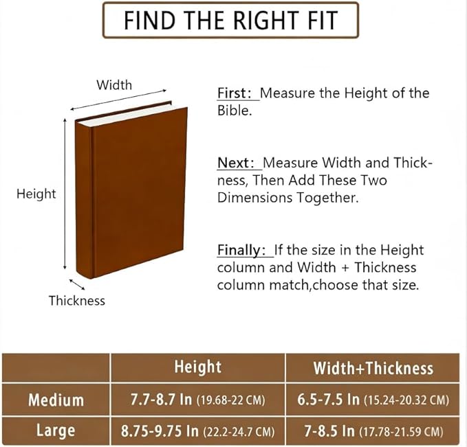 Jack&Chris Leather Bible Cover, Leather Book Cover for Men and Women, Bible Holder Strap Bible Cover Gifts, JC61-8M