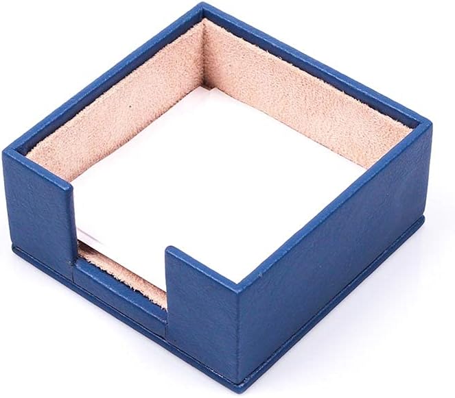 MOOGCO Leather Document Tray - Pen Holder - Note Paper Holder -3 Accessories-Desk Organizer - Office Desk Accessories - Desktop Storage - 3 PCS (BLUE)