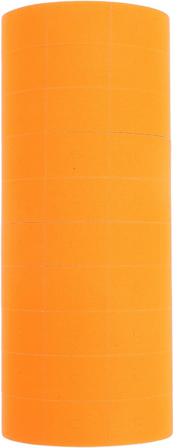 Homoyoyo Double-line Price Labeller Paper Roll Orange 500 Labels Per Roll 10 Set for Price Marker Accessories and Retail Labeling Supplies