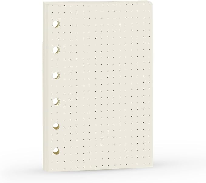 A7 Dotted Design Planner Refill 6 Holes Notebook Binder Refills, A7 Dot Matrix Planner Inserts for Filofax 100gsm Paper Pocket Size, 4.84 x 3.23'', Harphia