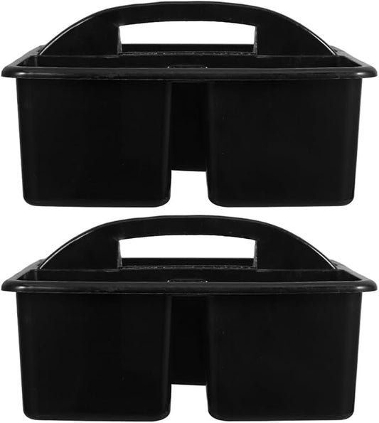 PRETYZOOM 2pcs Plastic Classroom Storage Caddy Tote with Handle, Compartment Organizer Basket for Stationery, Art Supplies, and Craft Tools, Portable Desk Storage and Teachers