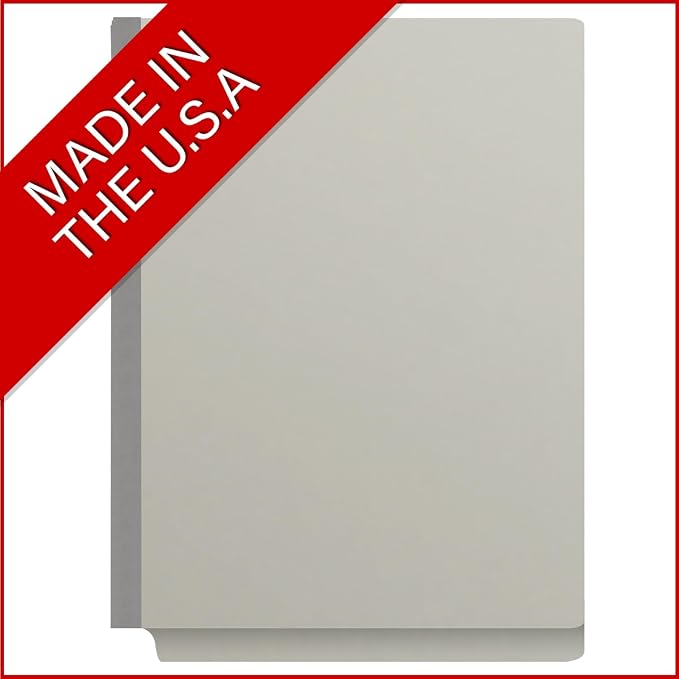 25 Pt. Pressboard Classification Folders, Full Cut End Tab, Letter Size, 1 Divider, Light Gray (Box of 10)