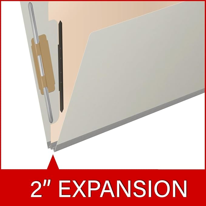 25 Pt. Pressboard Classification Folders, Full Cut End Tab, Letter Size, 1 Divider, Light Gray (Box of 10)