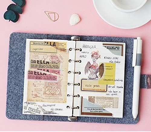 6 Holes Binder Planner Refill with 4 Basic Designs, A7 Notebook Refill, 100gsm, Dot, Grid, Line, Blank Paper,4.84 x 3.23'', 80 sheets/160 Pages, Harphia