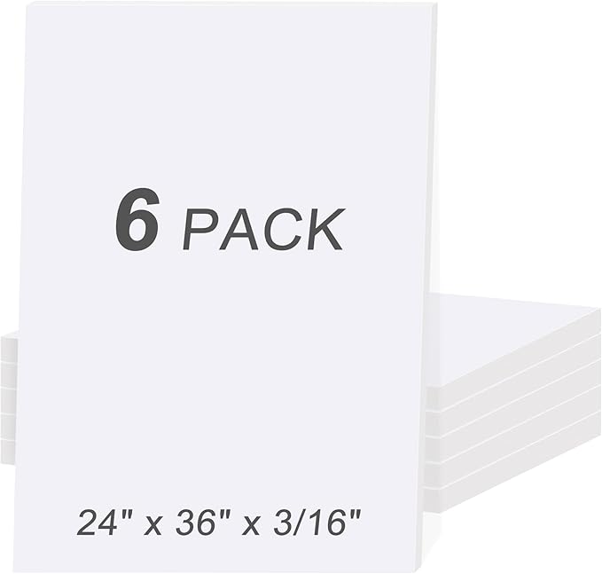 MYFAMIREA 6 Pack White Foam Board 24" x 36", 3/16" (5MM) Thick Board Poster Acid-Free Foam Core, Double Sided Foamboard Sheets for Projects, Art, Craft, Presentations and Wedding Signage