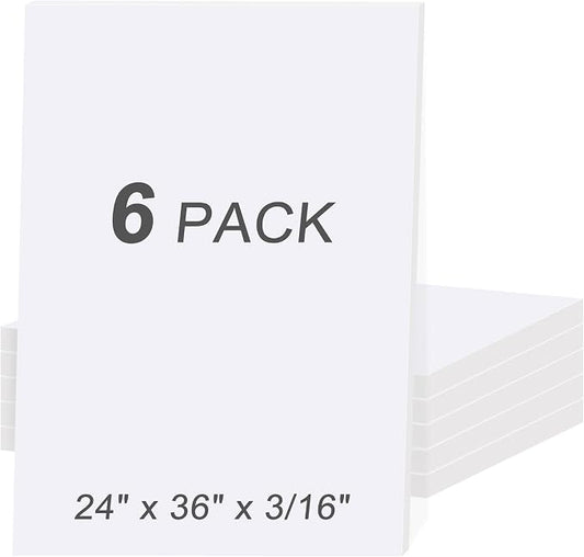 MYFAMIREA 6 Pack White Foam Board 24" x 36", 3/16" (5MM) Thick Board Poster Acid-Free Foam Core, Double Sided Foamboard Sheets for Projects, Art, Craft, Presentations and Wedding Signage