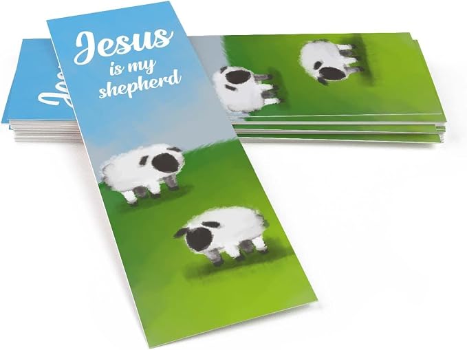 Jesus is My Shepherd, Psalm 23:2, Bulk Pack of 25 Christian Bookmarks for Kids, Childrens Bible Verse Book Markers, Sunday School Prizes with Memory Verses, Scripture Gifts for Kids & Youth