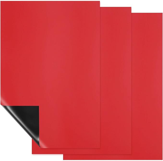 PATIKIL Magnetic Dry Erase Board Sheet for Fridge, 3 Pcs 12 x 8 Inch Erasable Refrigerator Whiteboard for Kitchen for Home Kitchen Organizer Planner Office Storage, Red (0.6mm)