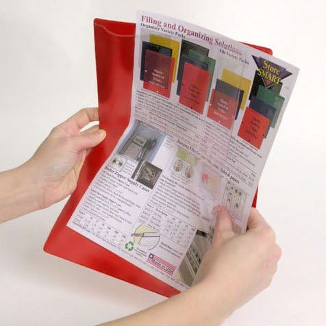 StoreSMART - Paperwork Organizers - 10-Pack - Red Plastic Back, Clear Plastic Front - Heavy Duty - PF8511PQR-10