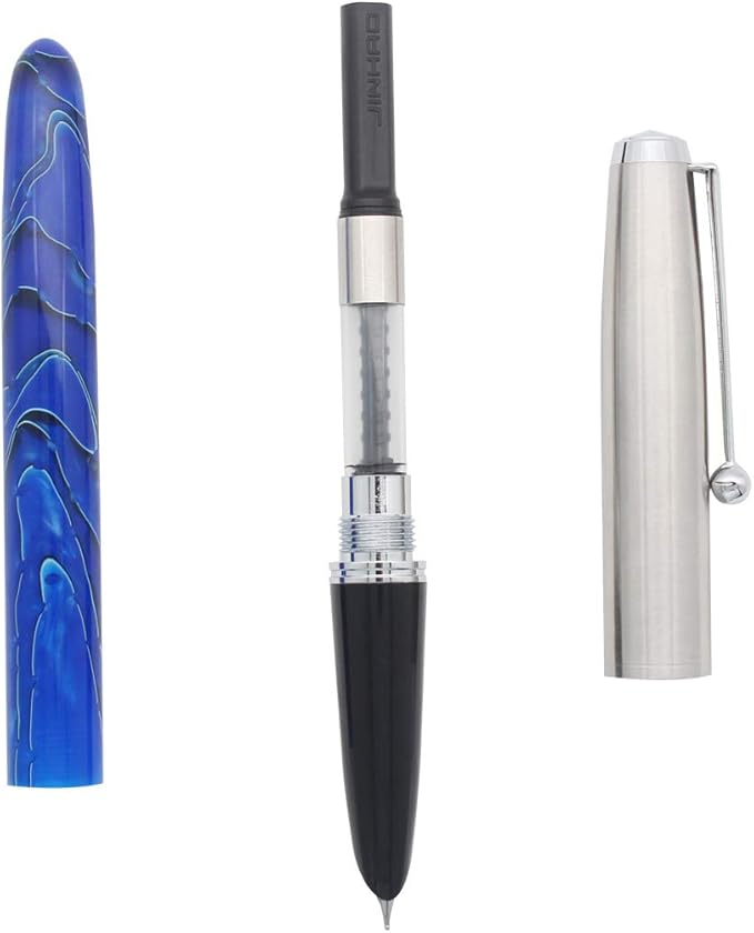 Gullor Jinhao 51A Stainless Steel Cap Transparent Pen Pen Set Stationery School Office Supplies Stationery Gifts, EF Nib.