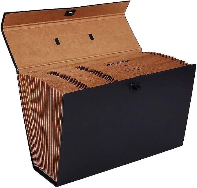 Staples Expanding File with A‑Z Index, Legal Size, 19‑Pocket Accordion Organizer, Durable Black Construction