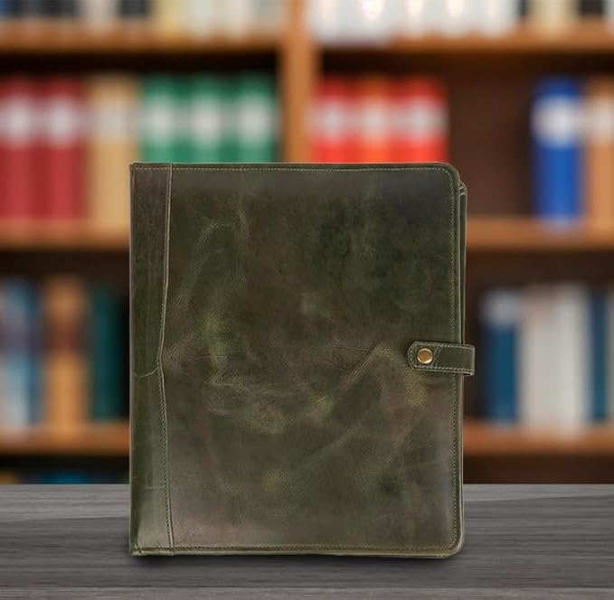 PIDAVLIYA'S Leather Portfolio, Leather Binder with Pen, Leather Portfolio for Men and Women, Leather Padfolio, Leather Folder, Portfolio Binder, Business Portfolio Men and Women (Mint Green)