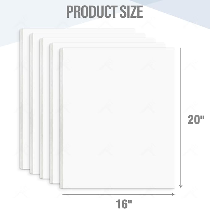 Golden State Art White Foam Boards 25 Pack 16x20 Foam Core Board 1/8" Thick Acid Free Foaming Poster Board for Modeling, Billboard, Projects, Paintings and Display