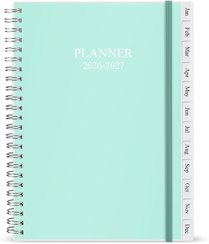 Cheericome Planner 2026-2027, Monthly Weekly Planner Runs January 2026 to June 2027, 26-27 Planners with PP Cover and Elastic Bond, 18 Month, Teal Monthly Planner Calendar