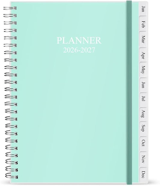 Cheericome Planner 2026-2027, Monthly Weekly Planner Runs January 2026 to June 2027, 26-27 Planners with PP Cover and Elastic Bond, 18 Month, Teal Monthly Planner Calendar