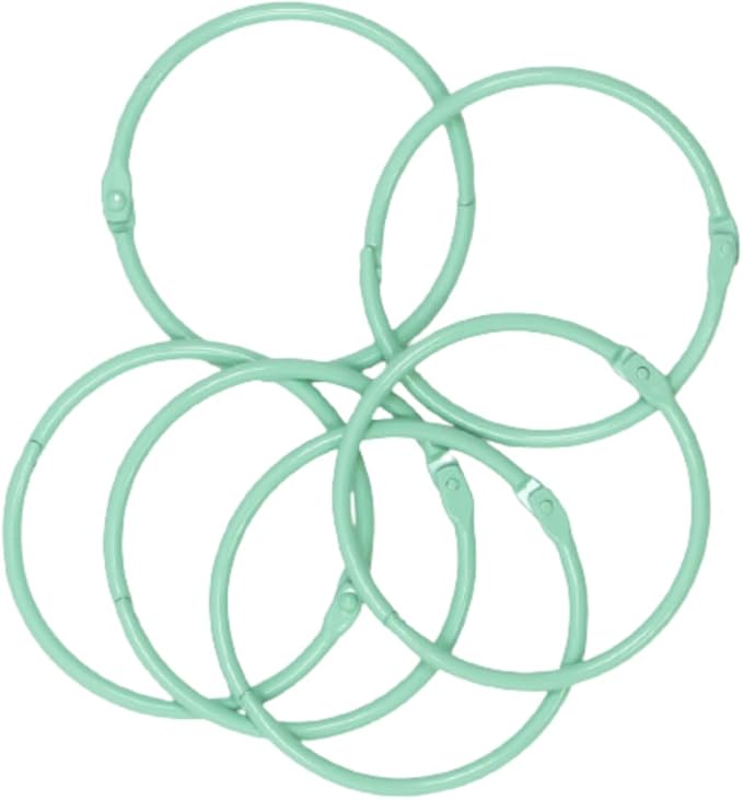 Craftelier - Set of 6 Metal Binding Rings for Scrapbooking, Card Making and Other Craft Projects | Rings for Photo Albums, Notebooks or Diaries | Size Ø 60 mm - Turquoise Colour