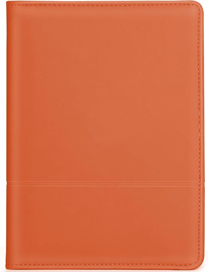 A5 Padfolio Business Portfolio Folder,Junior Size Document Folder Organizer, Padfolio with Interior Pocket and Pen Loop, 5 x 8 Writing Pad Included,Orange.
