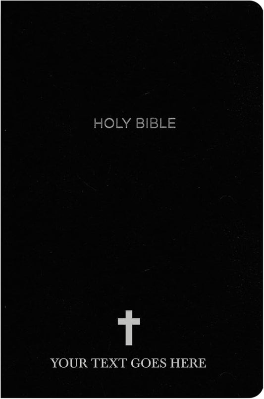 MerchSalad Personalized NKJV Bible New King James Version Faux Leather Holy with Custom Name Includes Up to 3 Rows of Text, Gift for Christian & Religious Celebrations (Black)