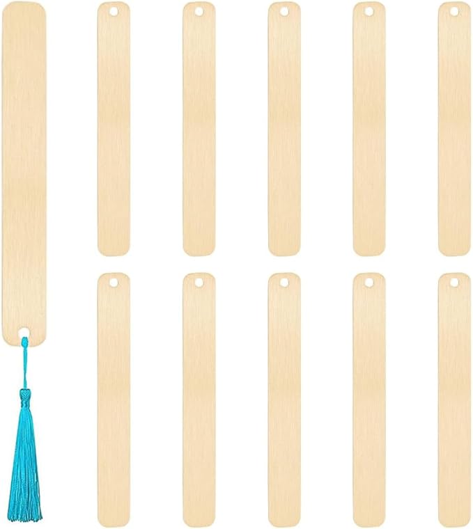 UNICRAFTALE 10Pcs 90mm Long Metal Golden Bookmarks Pendant Decoration Rectangle Stamping Tags for DIY Craft Making