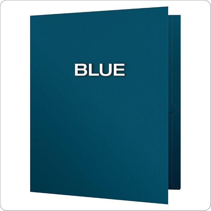 Oxford Twin-Pocket Folders, Textured Paper, Letter Size, Blue, Holds 100 Sheets, (57502EE), 25 Count, (Pack of 5)