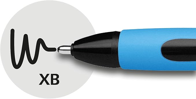 Schneider Slider Memo XB (Extra Broad) Ballpoint Pen, 1.4 mm, Light Blue Barrel, Black Ink, Blister Pack of 4 Pen (75023)