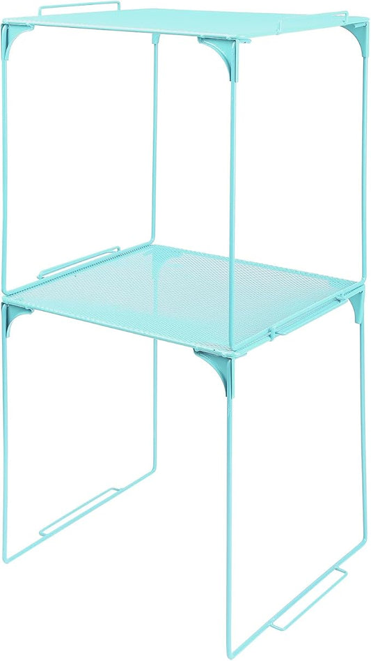 Locker Organizer Shelf Stackable Extra Locker Shelf for School Locker Organizer Storage Cabinet Accessories Suitable for School, Office, and Home use (2, Light Blue)