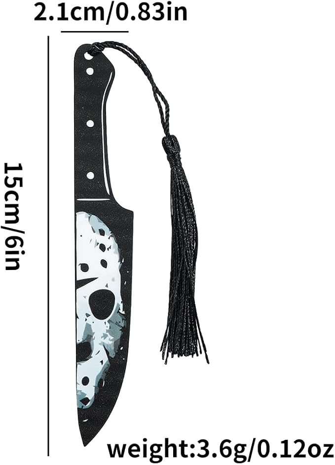 3Pcs Horror Movie Series Bookmarks, Featured Characters Halloween Themed Dagger Acrylic Bookmarks for Book Fans, Writers, Scholars, Bookworms, Friends (3Pcs Dagger Mask)