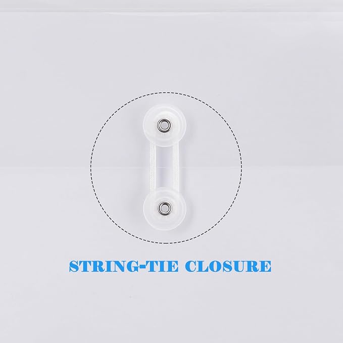 Legal Size Plastic Envelopes with String Tie Closure, 1-1/4" Expansion Clear Poly Envelope Side Loading File Folder Document Organizer for Legal Size Paper, Filing Folders, Office School Home (10)