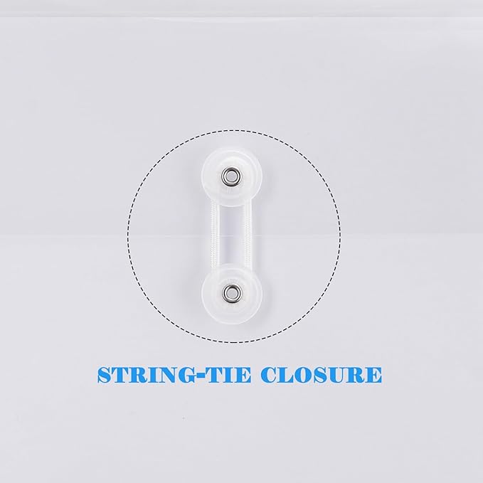 A4 Letter Size Plastic Poly Envelopes with Button and String Tie Closure, 1-1/4" Expansion Clear File Folders Side Loading Documents Organizer for Home School and Office Supplies (10)