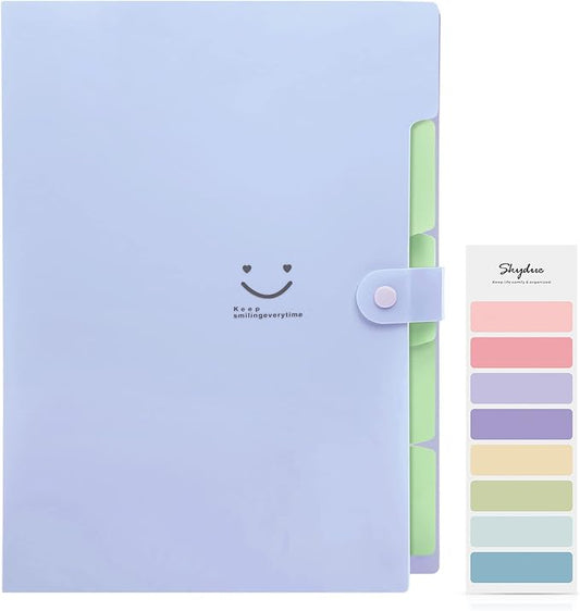 SKYDUE Letter A4 Paper Expanding File Folder Pockets Accordion Document Organizer (Purple)