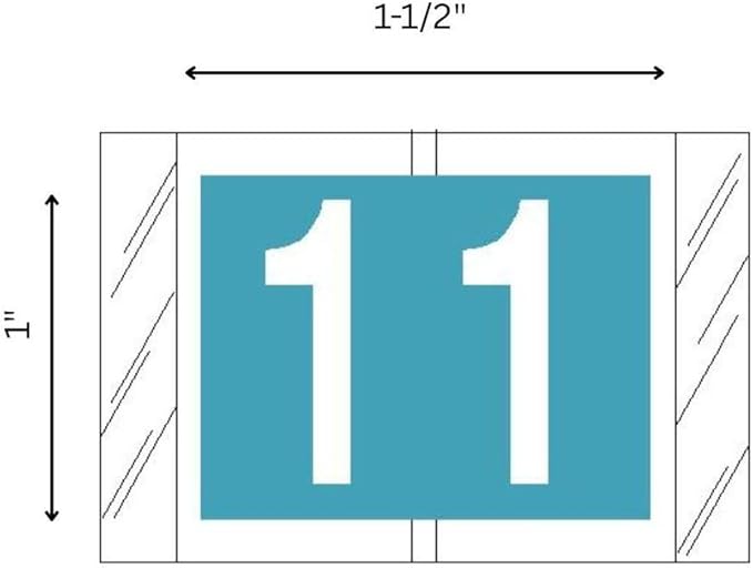 Tabbies Original COL'R'TAB 11000 Series Numeric Labels, Light Blue, 1", 1" H x 1-1/2"W, Heavy Duty Paper & Fade-Resistant, Made in the USA, 500 Labels/Roll