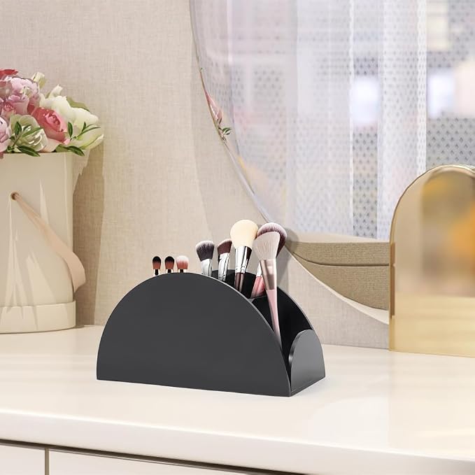 Kalakey 2 Pack Acrylic Remote Control Holder for Table, 4-Slot Multi-functional Remote Caddy Organizer for TV Remote, Phone, Pen, Glasses, Clear Desktop Storage Rack