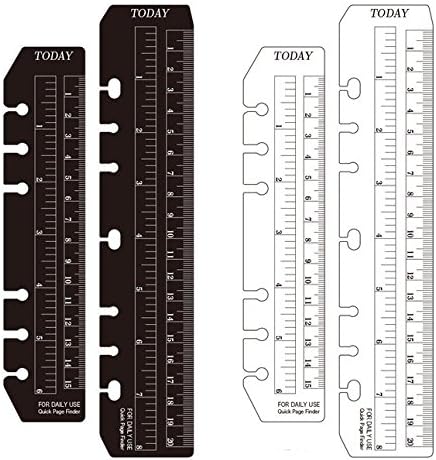 hwojjha 2Pcs Black/Clear Plastic Page Marker Pouch Pagefinder Measuring Today Ruler for A5 Size 6-Hole Binder Notebook (A5, Black + Clear)