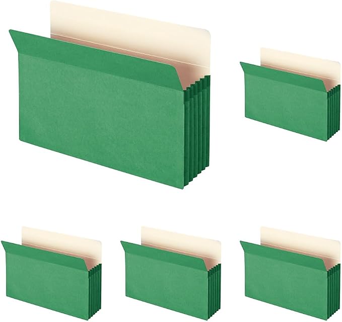 Smead File Pocket 74236, Straight-Cut Tab, 5-1/4" Expansion, Legal Size, Green, 10 per Box (74236) | (Pack of 5)