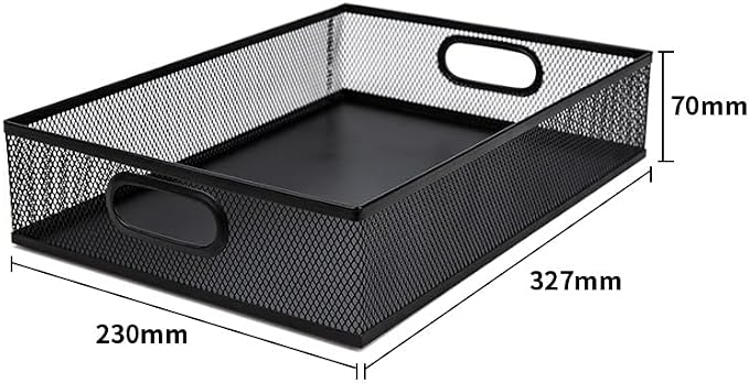 2 Pack Desk Organizer Tray,Metal Mesh Desk Tray with Handle, Portable Desktop Storage,Office File Organizer for Papers, Magazines, Crafts, Office Supplies