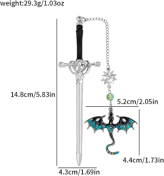 Fantasy Fourth Wing Dragon Sword Bookmarks - Fourth Wing Fans Page Markers Cool Bookmarks for Men Fantasy Dragon Gifts for Male Readers as Birthday Gifts (Dragon Bookmark Set 4)