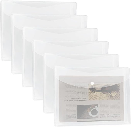 Plastic Legal Size Envelopes with Snap Closure,Clear Poly Envelopes, Expandable Organizer White