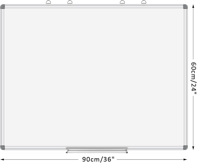 EAONE Magnetic Dry Erase Board for Wall 36” x 24”, Double Sided White Board, Silver Aluminum Frame Whiteboard Kit for Office Home School, with 1 Dry Eraser & 4 Magnetic Pins & 5 Multicolor Markers