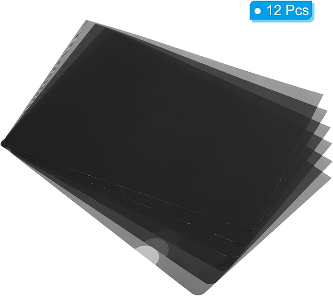 PATIKIL l Type Folders 12 Pack A4 Plastic Clear Document Folder File Jacket Sleeves Project Pockets, Gray