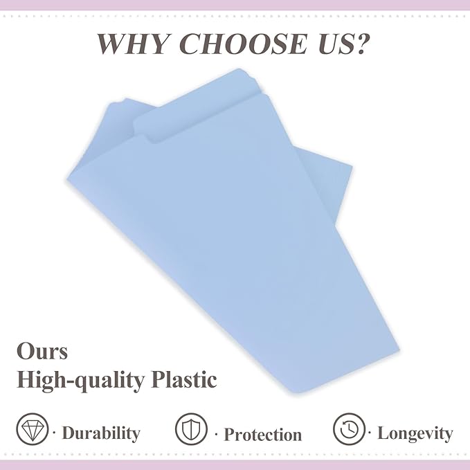 H4D 30 Pack Plastic File Folders Heavy Weight, Poly Colored File Folders 1/3-Cut Tabs with Sticky Labels, Letter Size, Pastel Colors
