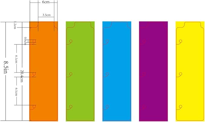 8.5x2.4 inches Spiral Snap in Bookmark,Dividers for 3 Ring Binders,Page Protectors Notebooks Dividers Place Marker for Binders (5)