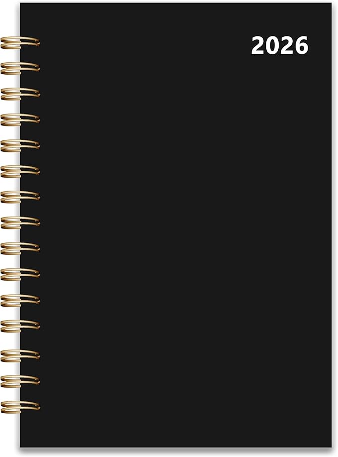 2026 Weekly and Monthly Planner, From January 2026 to December 2026, 5.5" x 8.5" Daily Planner for Productivity, Goal Setting & Time Management, Organizer for Work & School - Black Hard Cover