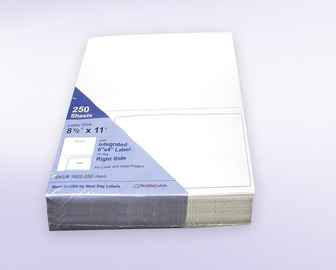 Next Day Labels - Integrated Laser Form with Label Combination (6x4 | 1 Label on Right | 250 Pack)