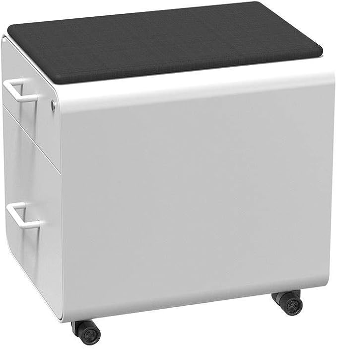 Monoprice Round Corner 2-Drawer File Cabinet - White, Lockable with Seat Cushion - Workstream Collection (137881)