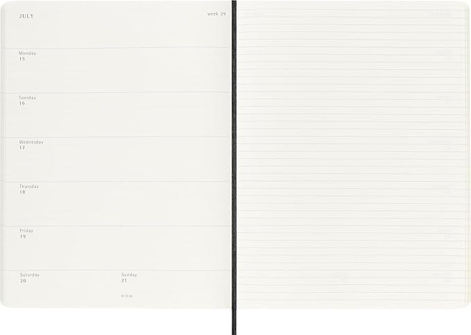 Moleskine Classic 12 Month 2025 Weekly Planner, Soft Cover, XL (7.5" x 9.75"), Black, 144 pages