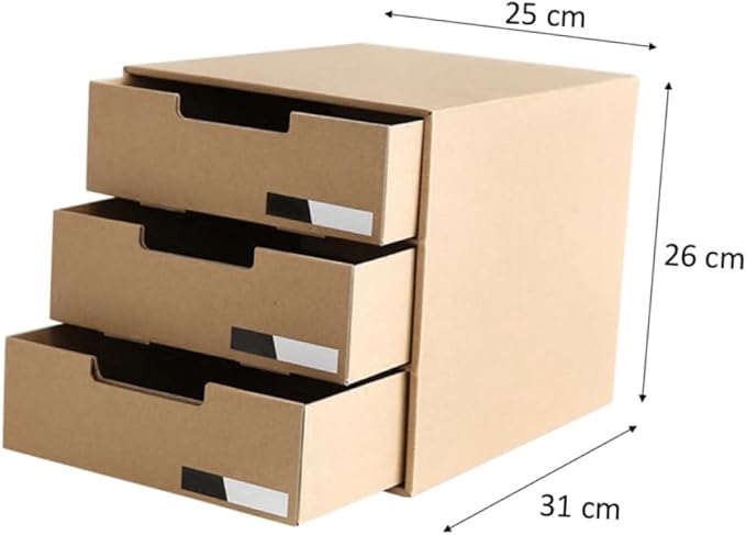 NUOBESTY Office Desk Organizers Kraft Paper Storage Bin Drawer Type Stationery Container Document Holder