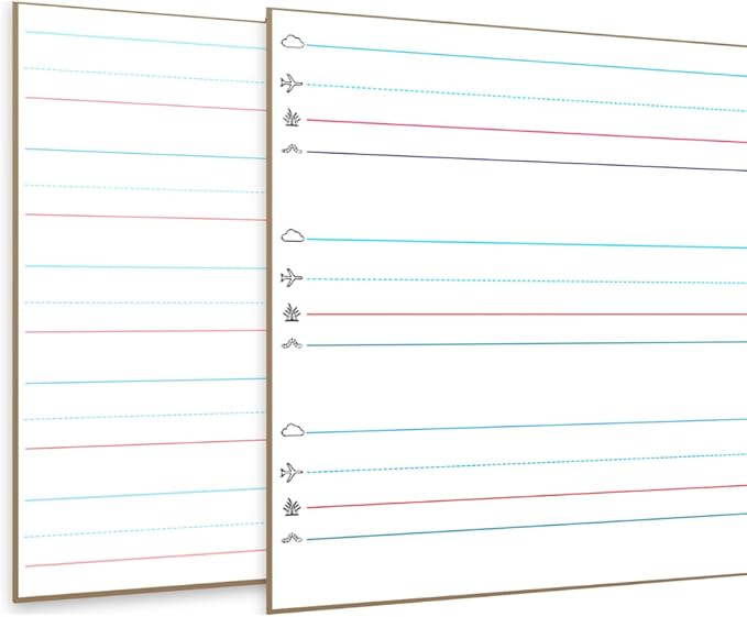 STEPUP Double Sided Whiteboard Lined Dry Erase Boards for Kids Ruled Writing Board Kindergarten Handwriting Practice Small White Boards Dry Erase Board 9x12 Dry Erase Board with Lines (Beginner)