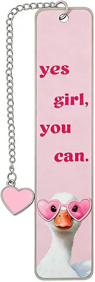 Pink Cute Bookmark for Women Silly Goose Gift Metal Bookmark for Students, Teachers, and Readers Funny Bookmarks Gift Page Markers Study Stationery, Office Supplies (Pink B)