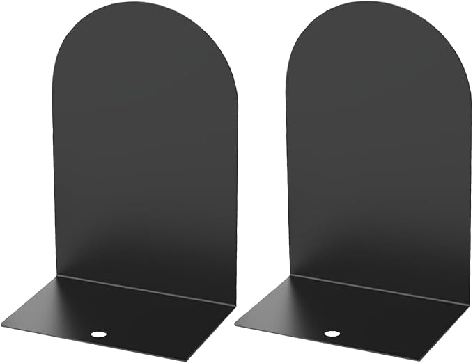 MerryNine Metal Book Ends, 2 Pack Black Bookends for Shelves, Book Holder for Heavy Books, Book End for Kids Books, Decoration Bookend for Home Office